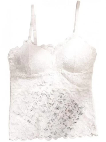 Camisoles & Tanks Women Sexy Vest Solid Bra Lace Camisole Breathable Bralette Push Up Top Underwear - White - CX196UNEM3Z $9.98