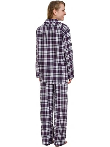 Sets Classic Women's Woven Pajamas- Long Sleeves Plaid Pajama Set - Purple Plaid - CT18885ENEY $29.28