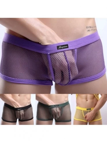 Baby Dolls & Chemises Men Sexy Underwear Letter Printed Boxer Briefs Shorts Bulge Pouch Underpants - G Green - CN195AQTK22 $9.96