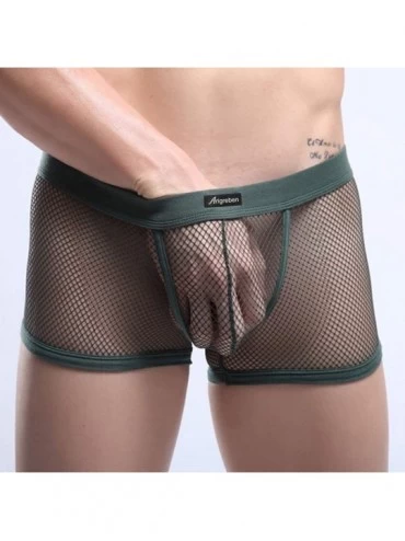 Baby Dolls & Chemises Men Sexy Underwear Letter Printed Boxer Briefs Shorts Bulge Pouch Underpants - G Green - CN195AQTK22 $9.96