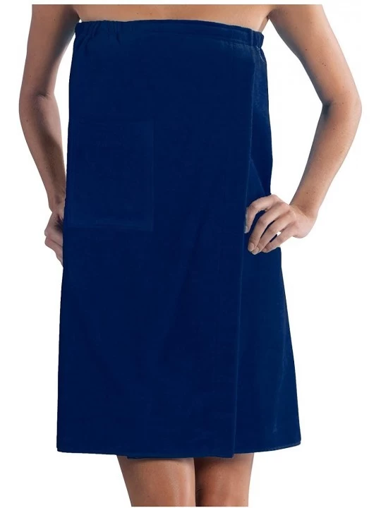 Robes Spa Bath Wrap Terry Cotton spa Cover Up- Navy Color- One Size - Navy - CT1839KA7KW $25.68