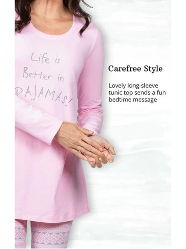 Sets Pajamas for Women - PJs Women- Long Sleeve Top & Leggings - Pink Fair Isle - C518IOD8EW5 $33.44