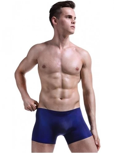 Boxer Briefs Men's Briefs Underwear Breathable Mesh Briefs Low Rise - Dark Blue - C018I0QR9LD $9.57