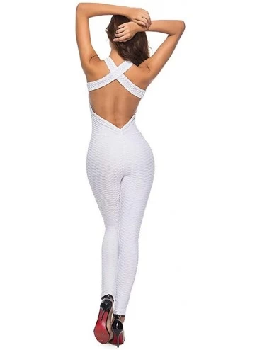 Panties Women's One-Piece Sport Yoga Jumpsuit Running Fitness Workout Gym Tight Capri Pants - White - CO18Q05K8H5 $14.37