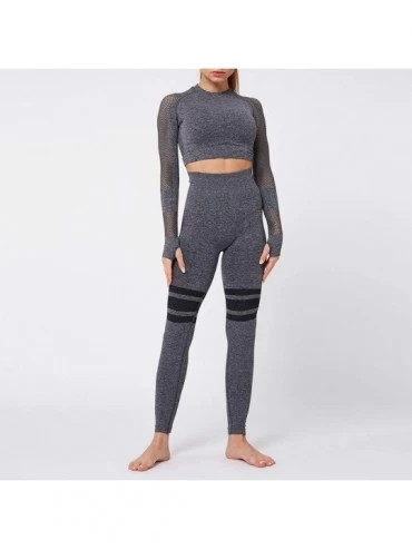 Thermal Underwear Women's Yoga 2PC Outfit Tracksuit Seamless Fitness Leopard Print Hip Lift Pants - Black - CC193QGAOM3 $40.82