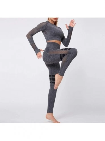 Thermal Underwear Women's Yoga 2PC Outfit Tracksuit Seamless Fitness Leopard Print Hip Lift Pants - Black - CC193QGAOM3 $40.82