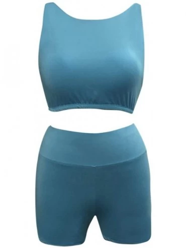 Bras Woemn Sport Set Women 2 Piece Outfits Sports Bra Seamless Leggings Yoga Set Pants Gym Clothing - Blue - CL19652D35A $16.36