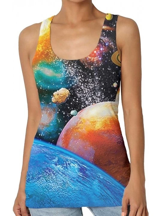 Camisoles & Tanks Girl's Full Drill Square Space Rhinestones Cosmic Planet Tank Top Tanktop Women Basic Plain Premium Classic...