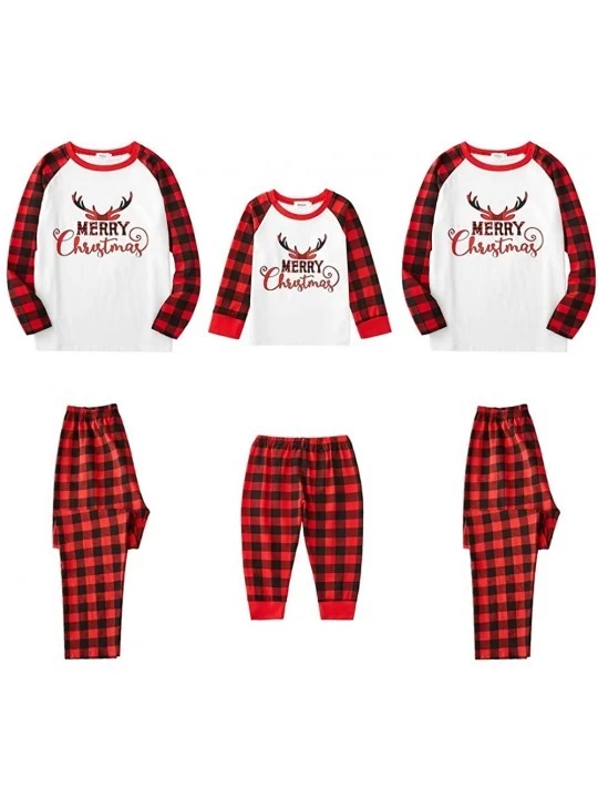 Sets Merry Christmas Holiday Family Matching Pajamas Reindeer Classic Plaid Pajama PJ Sets - Plaid - CJ18WQXSOA6 $30.00