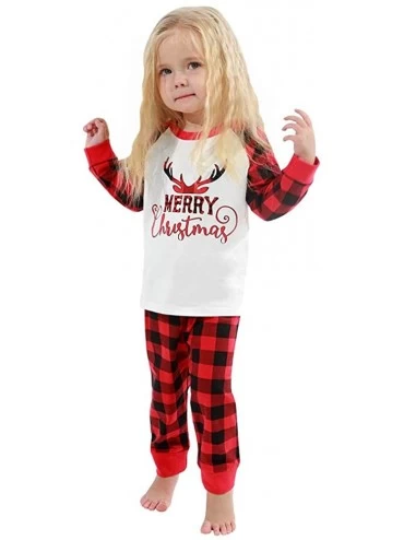Sets Merry Christmas Holiday Family Matching Pajamas Reindeer Classic Plaid Pajama PJ Sets - Plaid - CJ18WQXSOA6 $30.00