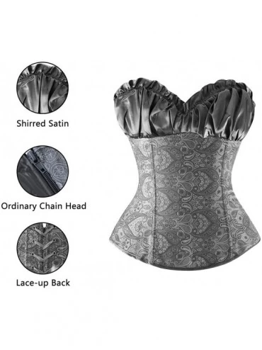 Bustiers & Corsets Women' Lace Up Boned Bustier Renaissance Top Wedding Bridal Corset - Grey - CR11MVPWU3T $43.56