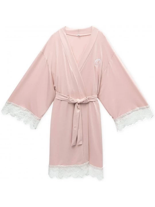 Robes Women's Luxurious Soft Silky Bridesmaid Personalized Kimono Robe - Jersey Knit Blush Pink - C8198MWT24Z $34.90