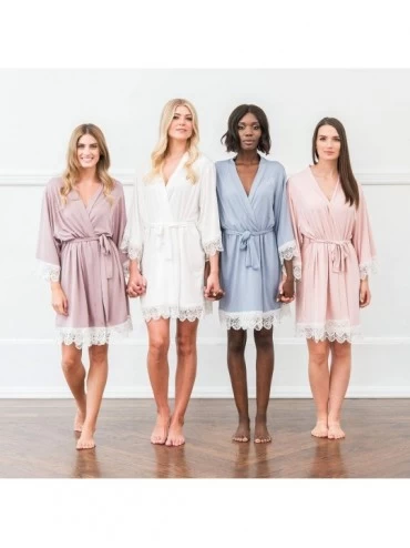 Robes Women's Luxurious Soft Silky Bridesmaid Personalized Kimono Robe - Jersey Knit Blush Pink - C8198MWT24Z $34.90