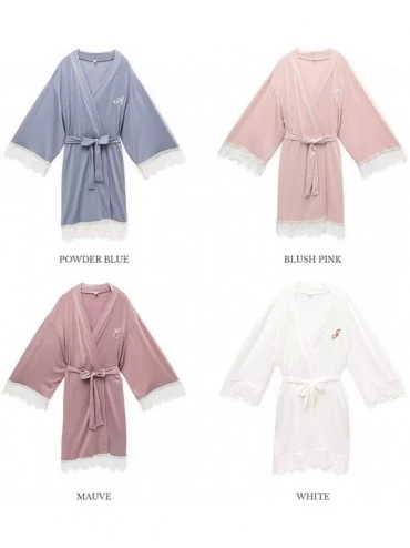 Robes Women's Luxurious Soft Silky Bridesmaid Personalized Kimono Robe - Jersey Knit Blush Pink - C8198MWT24Z $34.90