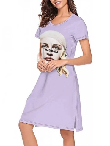 Nightgowns & Sleepshirts Madonna-Love-True-Blue- Soft Nightgowns Long Nightdress Sleepshirts Pajamas for Women Girls - White-...