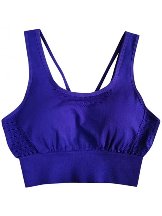 Slips Women's Quick-Drying Yoga Fitness Sport Underwear Hollow Vest Bra - Purple - CK190L9SWSD $19.49