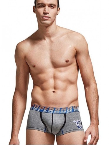 Boxer Briefs Mens Sexy Lingerie Boxer Briefs- Short Leg Underwear with Comfort Waistband - Grey - CZ1982DIN4C $11.39