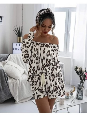 Sets Women 2 Piece Tie Dye Printed Pajamas Set Long Sleeve Top and Pants Pockets Nightwear Sleepwear Loungewear Leopard - C91...