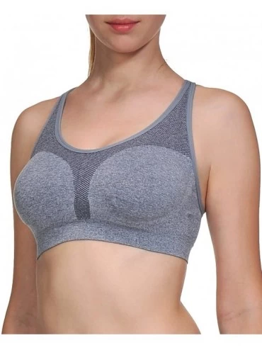 Bras Women's Removable Padded Sports Bras Seamless Strappy Workout Yoga Tops Bralette - 001-grey - CM18O828GSS $17.51