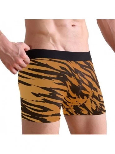 Boxer Briefs Tiger Skin Print Mens Boxer Briefs Underwear Breathable Stretch Boxer Trunk with Pouch - Yellow - C418NLUIZX2 $1...