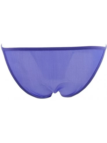 Briefs Mens Low Rise Stretch Bulge Pouch Tanga Semi See-Through Bikini Briefs Underwear - Purple - CQ18E9RRM6A $11.80