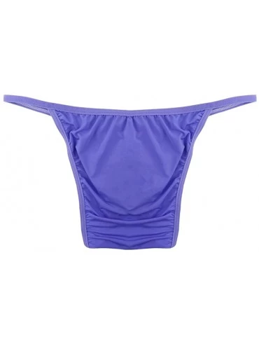 Briefs Mens Low Rise Stretch Bulge Pouch Tanga Semi See-Through Bikini Briefs Underwear - Purple - CQ18E9RRM6A $11.80