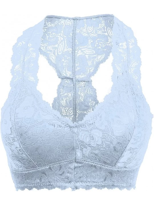 Bras Women's Sexy Racerback Lace Bralette Bustier Breathable Crop Top Lace Bra(S-3XL) - 6324_cement - C3197A6C4N5 $14.84