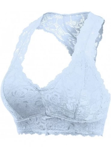 Bras Women's Sexy Racerback Lace Bralette Bustier Breathable Crop Top Lace Bra(S-3XL) - 6324_cement - C3197A6C4N5 $14.84