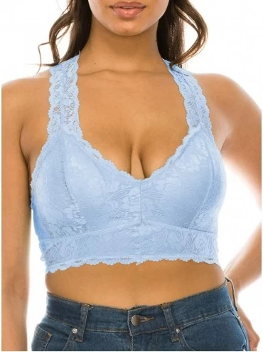 Bras Women's Sexy Racerback Lace Bralette Bustier Breathable Crop Top Lace Bra(S-3XL) - 6324_cement - C3197A6C4N5 $14.84