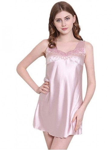 Women Sleepwear Sexy Lingerie V-Neck Soft Nightgown Short Skirt Silk ...