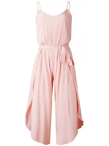 Sets Womens Jumpsuit Strappy V Neck Bandage Loose Playsuit Party - Pink 04 - CA19EG5S2S9 $23.88