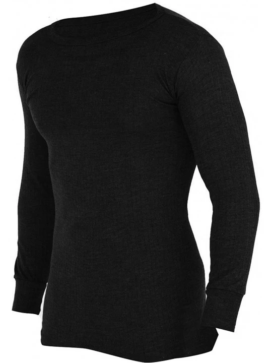 Thermal Underwear Mens Thermal Underwear Long Sleeve Vest Top (Viscose Premium Range) - Black - CV116WXTEIF $12.82