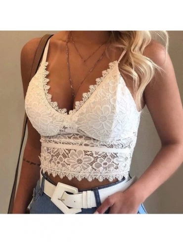 Camisoles & Tanks Sexy Lace Sides Lingerie Women Plus Size Vest Crop Wireless Bra Lingerie Sexy V-Neck Underwear Camisole - W...