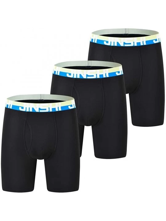 Boxer Briefs Men's Underwear Comfort Soft Bamboo Long Boxer Briefs - 3pack-black-414 - CI188A586CQ $31.47