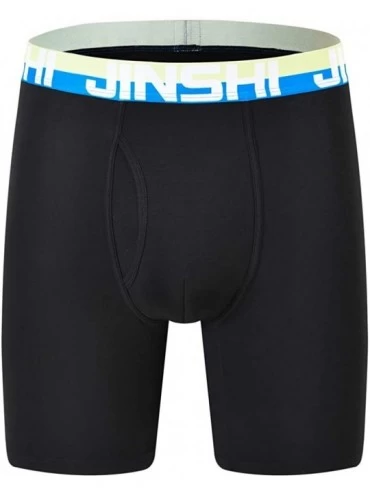 Boxer Briefs Men's Underwear Comfort Soft Bamboo Long Boxer Briefs - 3pack-black-414 - CI188A586CQ $31.47