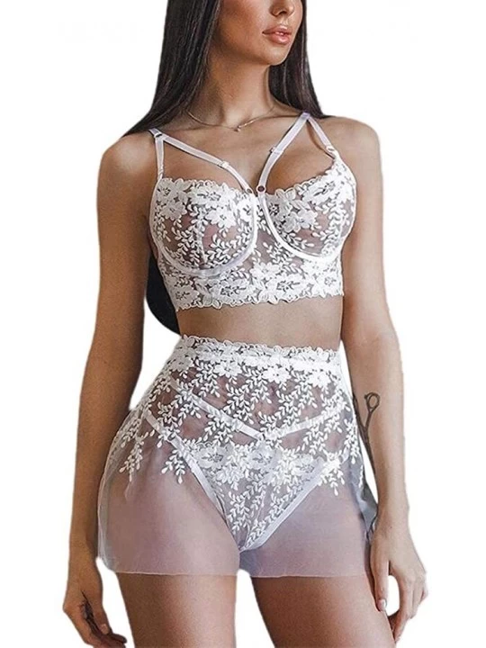 Sets Women Sexy See Through Lingerie Set Bra Shorts Lace 2 Piece Babydoll Underwear Pajamas Nightwear Exotic Lingerie Sets - ...