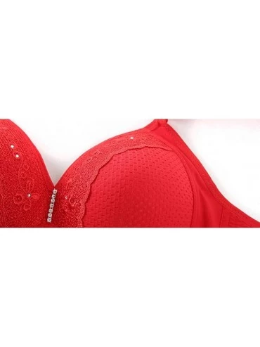 Bras Women Wirefree Lingerie Full-Coverage Thin Sleep Breathable Bra - Red - CT192ZM65T2 $15.60