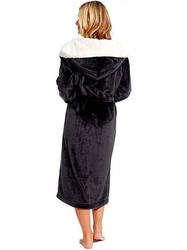 Robes Women Luxurious Fleece Robes Fluffy Robes Long Soft Warm Plush Shawl Kimono Bathrobe Winter House Coat Black XL - CS18A...