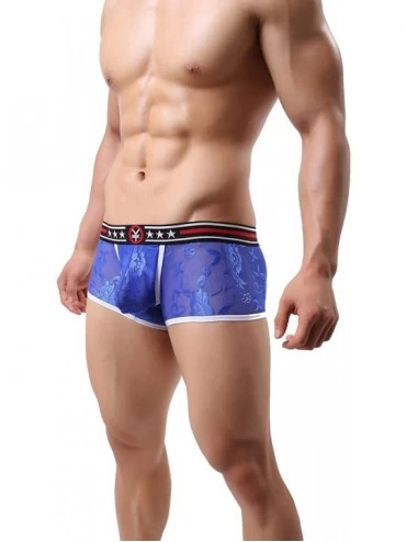 Briefs Men's Front Capsule Boxer Briefs Sexy Lace Low Waist Underwear - Blue - CW184XE8ZH4 $8.87