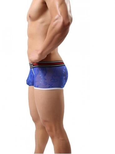 Briefs Men's Front Capsule Boxer Briefs Sexy Lace Low Waist Underwear - Blue - CW184XE8ZH4 $8.87