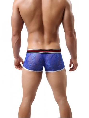 Briefs Men's Front Capsule Boxer Briefs Sexy Lace Low Waist Underwear - Blue - CW184XE8ZH4 $8.87