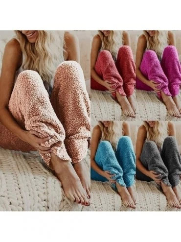 Bottoms 1PC Womens Cozy Fuzzy Fleece Pajama Pants Winter Warm Cozy Plush Lounge Holiday Sleepwear - 5 - CH18N6GEYA8 $14.85