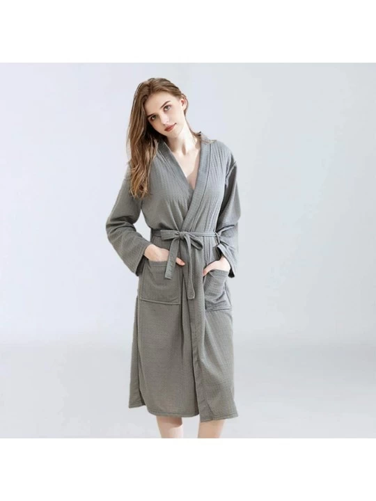 Robes Men's and Women's Home Service Couples Robes Spring Summer Autumn Dual-Use Waffle Bathrobes Thin Breathable Soft Sauna ...