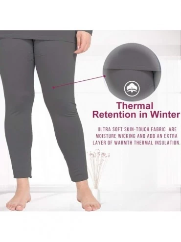 Thermal Underwear Women's Thermal Pants Plus Size Fleece Lined Leggings Underwear Ultra Soft Bottoms - Dark Grey - CX18AU7XU8...